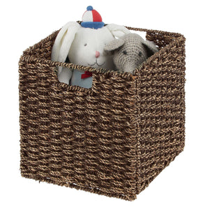 Seagrass Woven Cube Storage Baskets with Handles