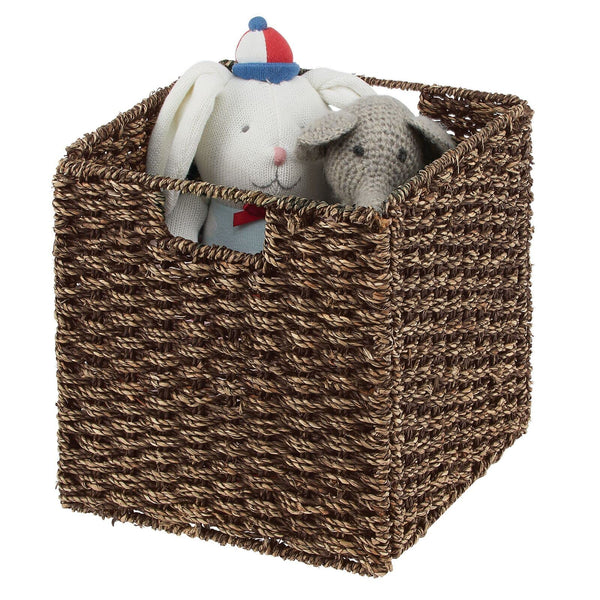 Seagrass Woven Cube Storage Baskets with Handles