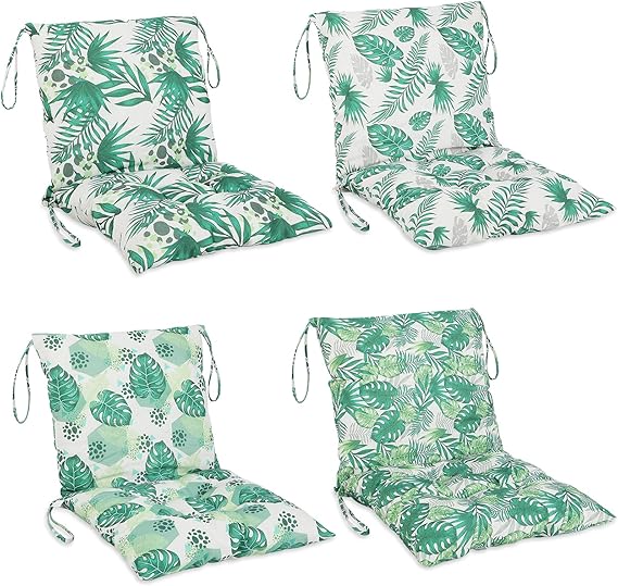 Outdoor Patio Chair Cushions with Back – 21.7 x 43.3 Inch Dining Seat Cushions with Ties