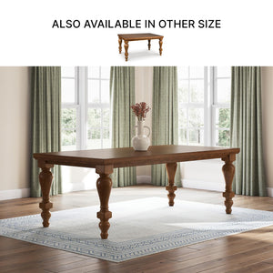 Traditional Dining Table with Turned Legs – Seats 8, Light Brown