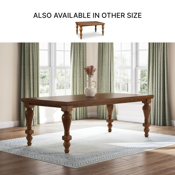 Traditional Dining Table with Turned Legs – Seats 8, Light Brown