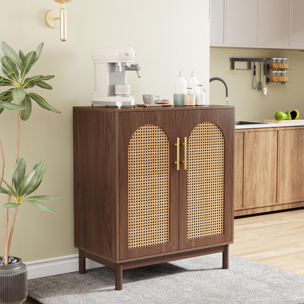 Rattan Sideboard Buffet Cabinet with Storage, 59 Inch