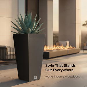 30 Inch Tall Outdoor Indoor Planter – Weather Resistant with Drainage Holes