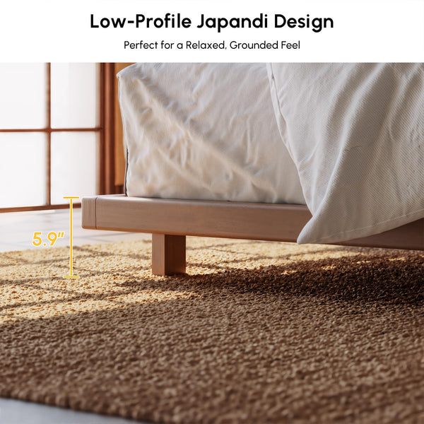 King Low Profile Tatami Platform Bed Frame – Japandi Floor Bed, No Box Spring