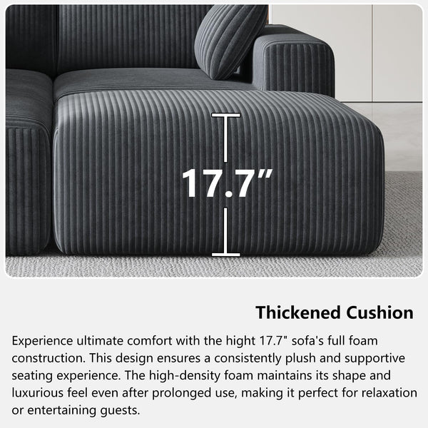 108" Modular L-Shaped Cloud Sectional Sofa with Deep Seat & Chaise