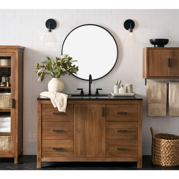 Round Wall Mirror – Matte Black Metal Frame