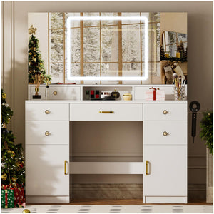 Vanity Desk with Mirror & Lights