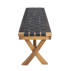 Acacia Wood Outdoor Bench with Rope Seating