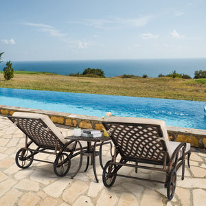 Outdoor Aluminum Chaise Lounge Chair Set of 2 with Adjustable Backrest & Cushions