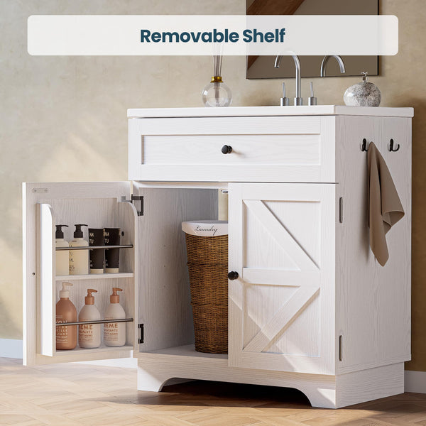 30-Inch Bathroom Vanity with Integrated Ceramic Sink