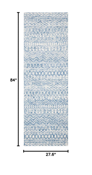 Handmade Wool Runner Rug 2'3" x 7' – Moroccan Boho Geometric