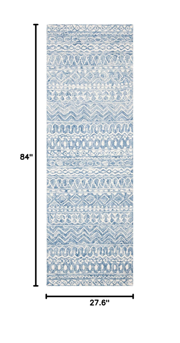 Handmade Wool Runner Rug 2'3" x 7' – Moroccan Boho Geometric