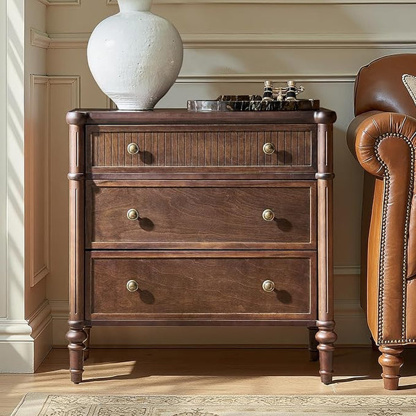 Fluted End Table with Charging Station & Wood Drawers
