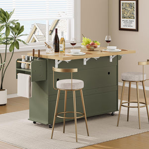 Kitchen Island with Power Outlet & Drop Leaf