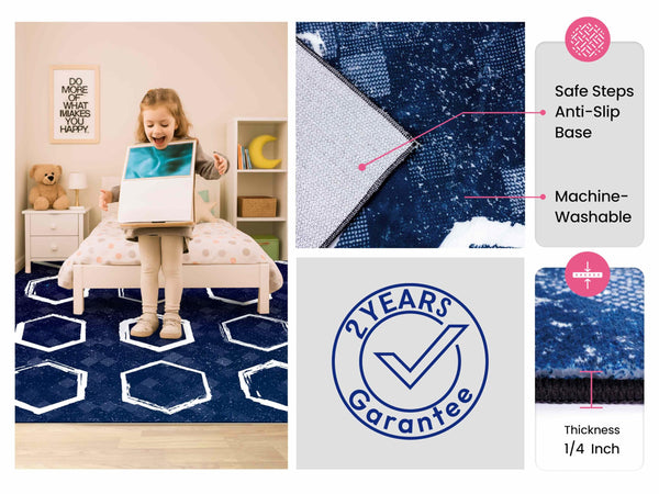 Large Classroom Rug for Kids — Blue, Multi-Size