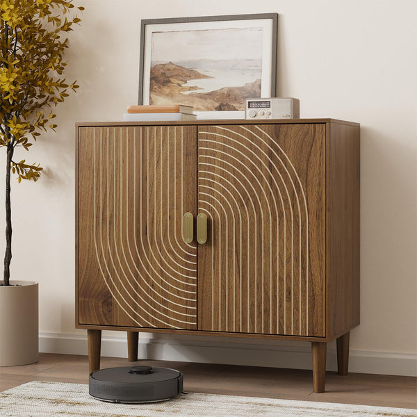 Walnut & Oak Sideboard Cabinet with Adjustable Shelf