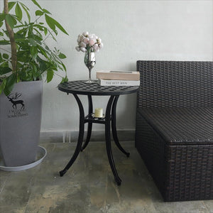 Cast Aluminum Round Outdoor Side Table Set of 2