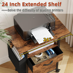 2-Drawer Rolling File Cabinet with 24" Extended Desktop