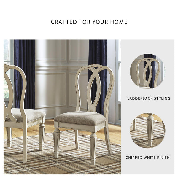 French Country Ribbon Back Dining Chairs — Set of 2, Chipped White