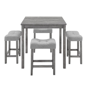 5-Piece Counter Height Dining Set with 4 Upholstered Bar Stools