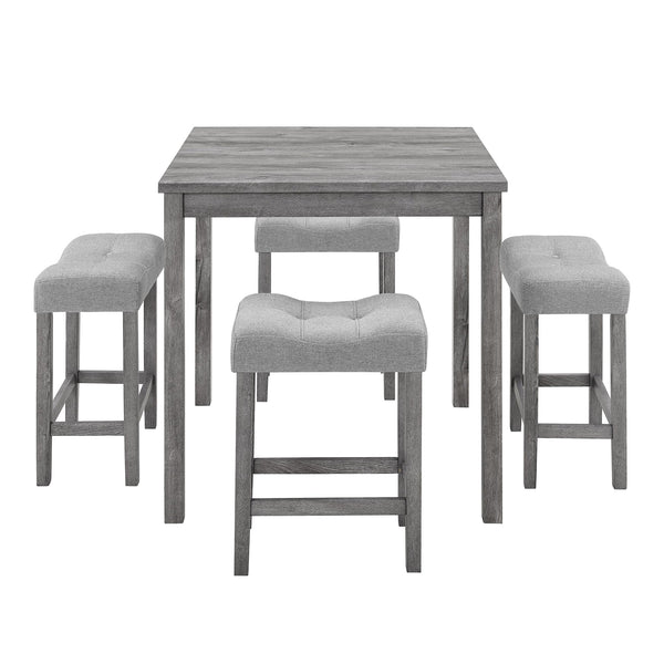 5-Piece Counter Height Dining Set with 4 Upholstered Bar Stools