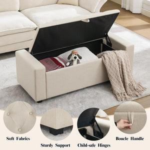 Tufted Storage Ottoman Bench with Dual Safety Hinges
