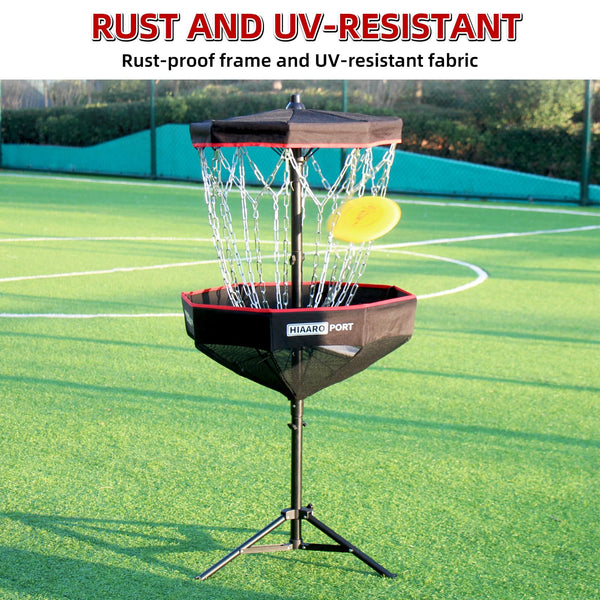 Portable Disc Golf Basket with 16 Heavy-Duty Chains