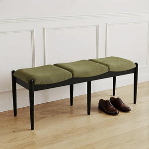 Upholstered Ottoman Bench with Wood Legs