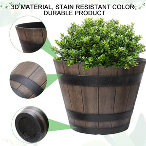 Large Plastic Whiskey Barrel Planters 2 Pack