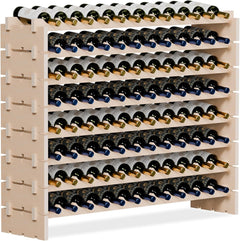 Wooden Wine Rack Freestanding Stackable – 72 or 96 Bottle