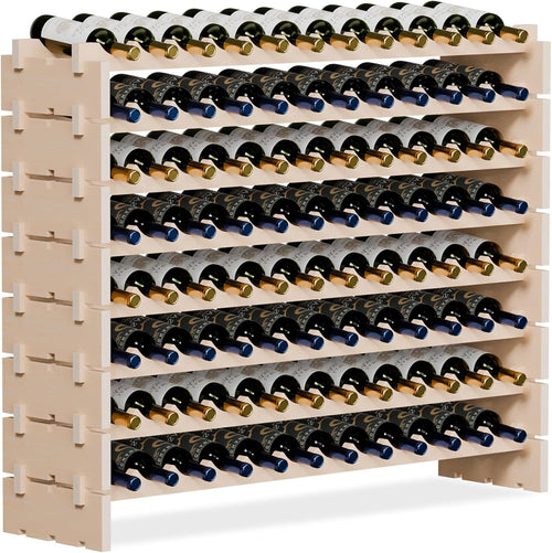 Wooden Wine Rack Freestanding Stackable – 72 or 96 Bottle