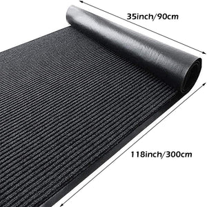 Commercial Entrance Runner Rug 3x10 Non-Slip Indoor Outdoor Grey