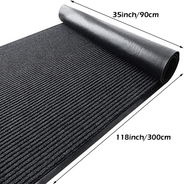 Commercial Entrance Runner Rug 3x10 Non-Slip Indoor Outdoor Grey