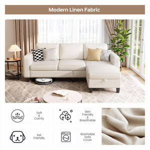 L-Shaped Sectional Sofa with Storage Ottoman