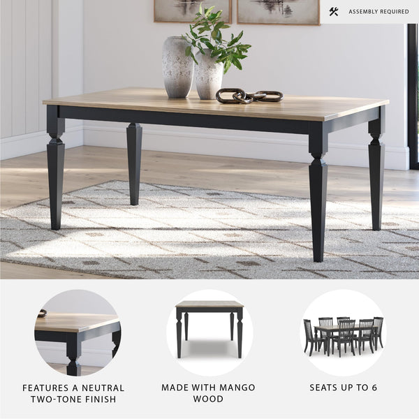 Mango Wood Dining Table, Light Brown & Black
