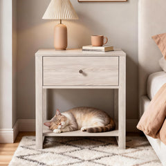 Nightstand with Drawer and Open Storage Shelf