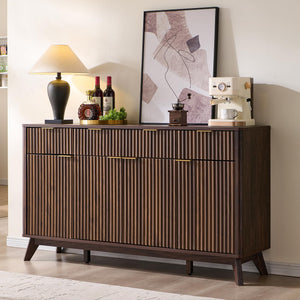 60-Inch Fluted Buffet Sideboard Cabinet with Drawers & Doors
