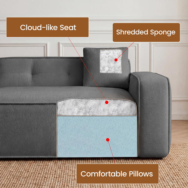 100" Cloud Boneless Loveseat – 2-Seater Chenille Foam Sofa