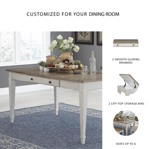 Farmhouse Rectangular Dining Table with Storage