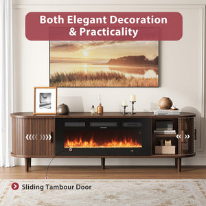 70" Fluted TV Stand with Electric Fireplace