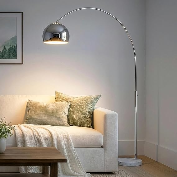 Arc Floor Lamp with Marble Base and Globe Shade