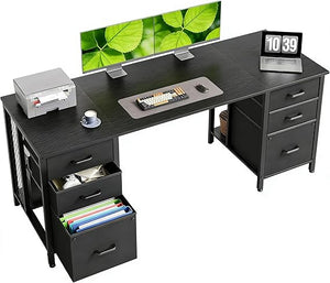 Computer Desk with 8 Fabric Drawers | Metal Frame | Home Office