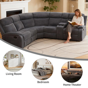 Reclining Sectional Sofa Set with Storage & Cup Holders
