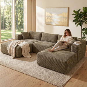 110" Modular Sectional Sofa with Ottoman