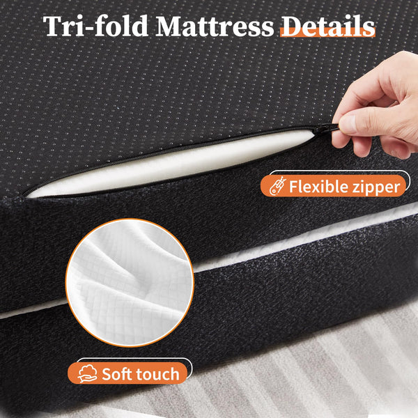 Tri-Fold Memory Foam Mattress – Full Size Foldable Floor Mat
