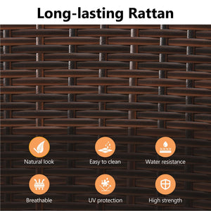Rattan Patio Dining Set with Acacia Wood Tabletop