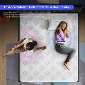Queen Hybrid Mattress 10 Inch – Pillow Top, Pocket Spring & Memory Foam