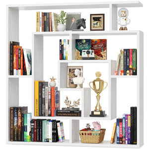 8-Shelf Geometric Bookcase – Freestanding & Wall Mount