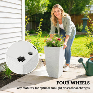 Tall Outdoor Planters Set of 3 with Wheels & Drainage