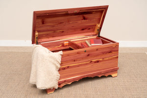 Amish Cedar Hope Chest with Waterfall Top & Storage Tray